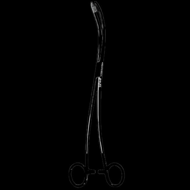 Laser Surgery Grasping Forceps Sklar Black™ DeLee 11 Inch Length Surgical Grade Stainless Steel NonSterile Ratchet Lock Finger Ring Handle Curved Heavy, Serrated Blunt Tips