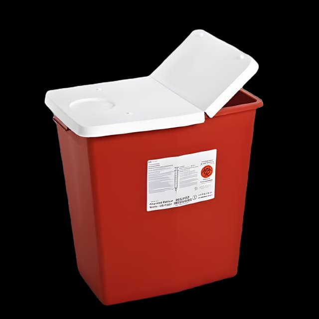 Sharps Container SharpSafety™ Red Base 18-3/4 H X 12-3/4 W X 18-1/4 D Inch Vertical Entry 12 Gallon