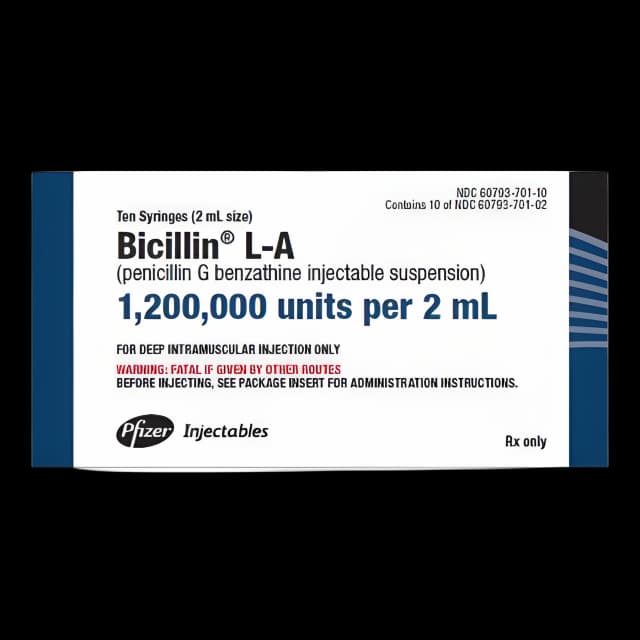 Bicillin® L-A Penicillin G Benzathine 1.2 MMU / 2 mL Injection Prefilled Syringe 2 mL
