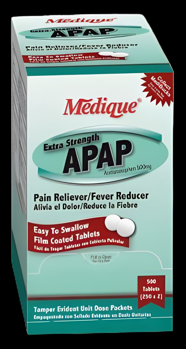 Pain Relief APAP 500 mg Strength Acetaminophen Tablet 50 per Box