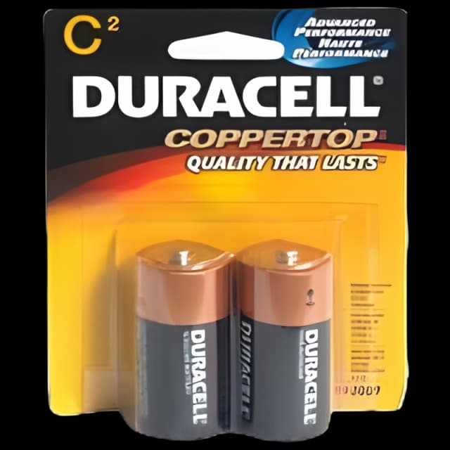 Alkaline Battery Duracell® Coppertop® C Cell 1.5V Disposable 2 Pack