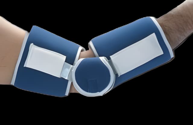 Elbow Brace Alimed® Medium Hook and Loop Closure Easy-On Left or Right Elbow 11 to 13 Inch Circumference Blue / White