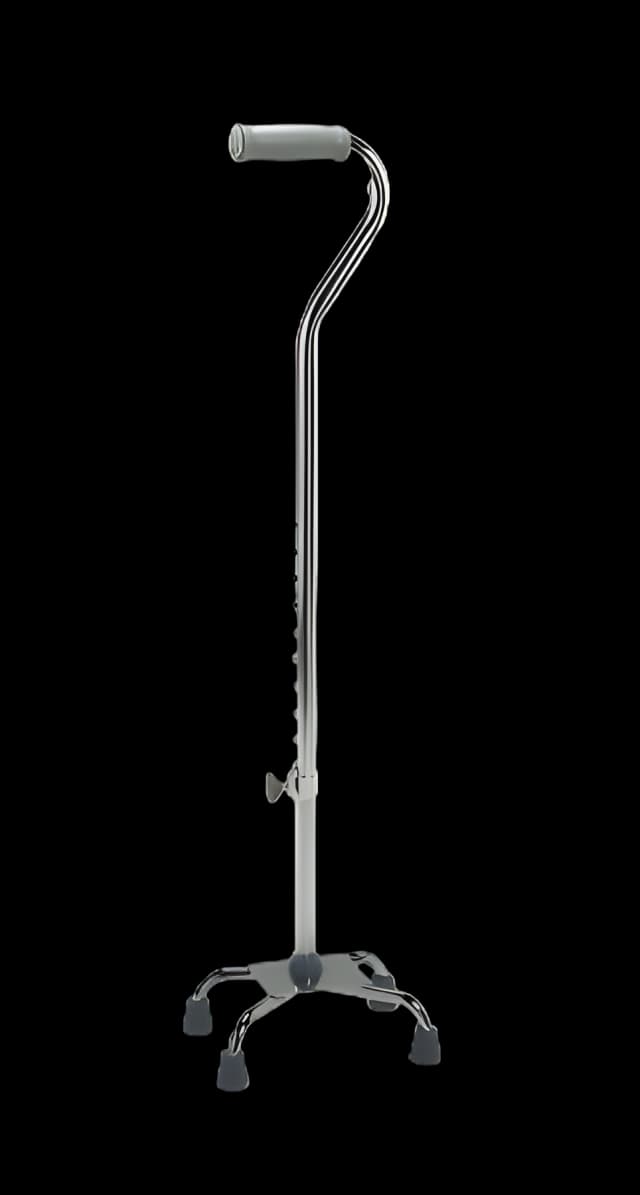 Large Base Quad Cane Fabrication Enterprises Aluminum 30 to 39 Inch Height Chrome