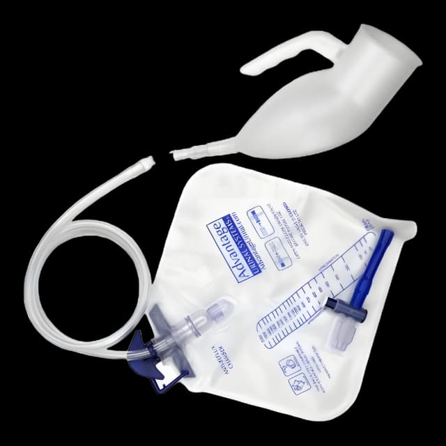 Male Urinal System Advantage 2 Liter Drain Bag One Way Valve Single Patient Use