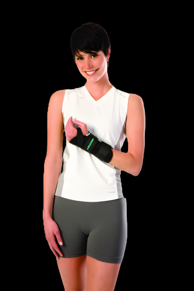 Wrist Brace with Thumb Spica AirCast® A2™ Aluminum / Foam / Nylon Right Hand Black Medium
