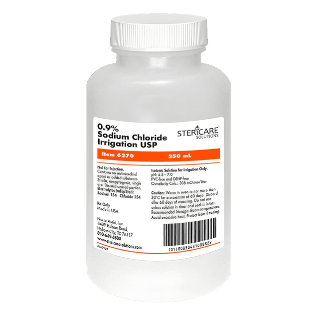 Irrigation Solution (0.9% Sodium Chloride nor for injection) 250mL Sterile Bottle