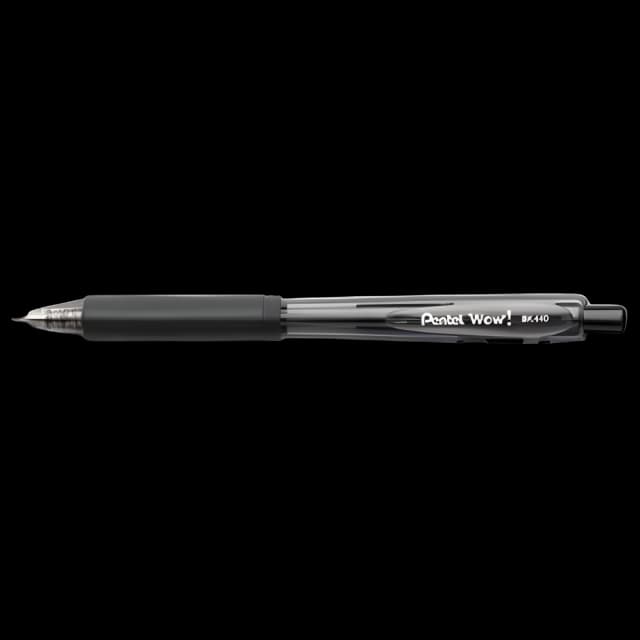 WOW! Ballpoint Pen, Retractable, Medium 1 mm, Black Ink, Smoke/Black Barrel, Dozen