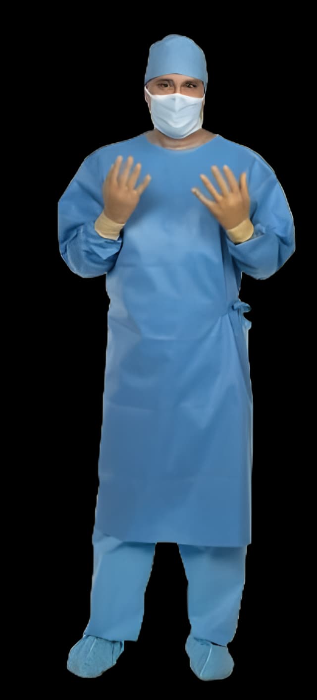 Sterile AAMI Level 3 Surgical Gown - Medium Blue