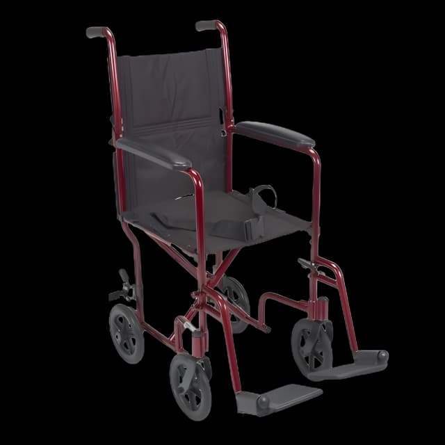 Transport Chair drive™ 17 Inch Seat Width Fixed Arm Height Swing-Away Footrest Aluminum Frame with Red Finish