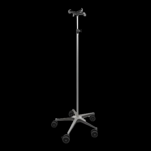 IV Pole Premium 4-Hook 5-Legs, 3 Inch Casters, 2 Locking