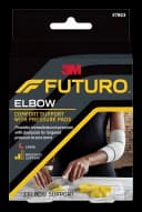 Elbow Support with Pressure Pads 3M™ Futuro™ Large Pull-On / Hook and Loop Strap Closure Sleeve Left or Right Elbow 11 to 12 Inch Elbow Circumference Gray