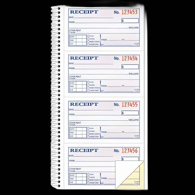 Spiralbound Money and Rent Receipt Book, Two-Part Carbonless, 4.75 x 2.75, 4 Forms/Sheet, 200 Forms Total