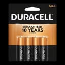 Alkaline Battery Duracell® Coppertop® AA Cell 1.5V Disposable 4 Pack