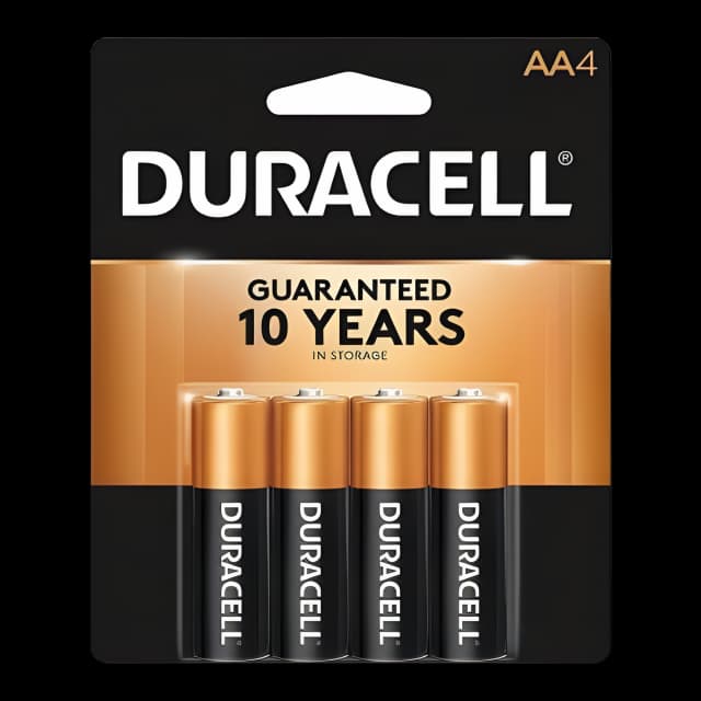 Alkaline Battery Duracell® Coppertop® AA Cell 1.5V Disposable 4 Pack