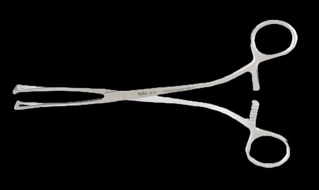 Intestinal Forceps Miltex® Collin 8 Inch Length OR Grade German Stainless Steel NonSterile Ratchet Lock Finger Ring Handle Straight 1.3 cm Wide Fenestrated Triangular Jaws