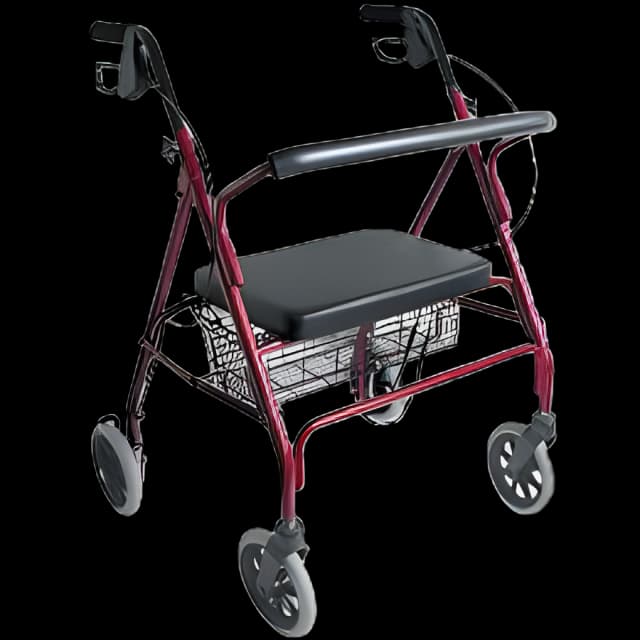 Bariatric 4 Wheel Rollator DMI® Burgundy Adjustable Height / Wide / Folding Steel Frame