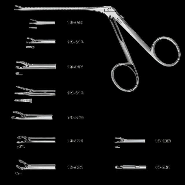 Ear Forceps Miltex® House 2-3/4 Inch Length OR Grade German Stainless Steel NonSterile Finger Ring Handle Angled Right 15° 0.6 mm x 1 mm Cups
