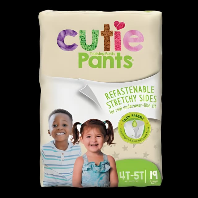 Unisex Toddler Training Pants Cutie Pants® Pull On with Tear Away Seams Size 4T to 5T Disposable Heavy Absorbency
