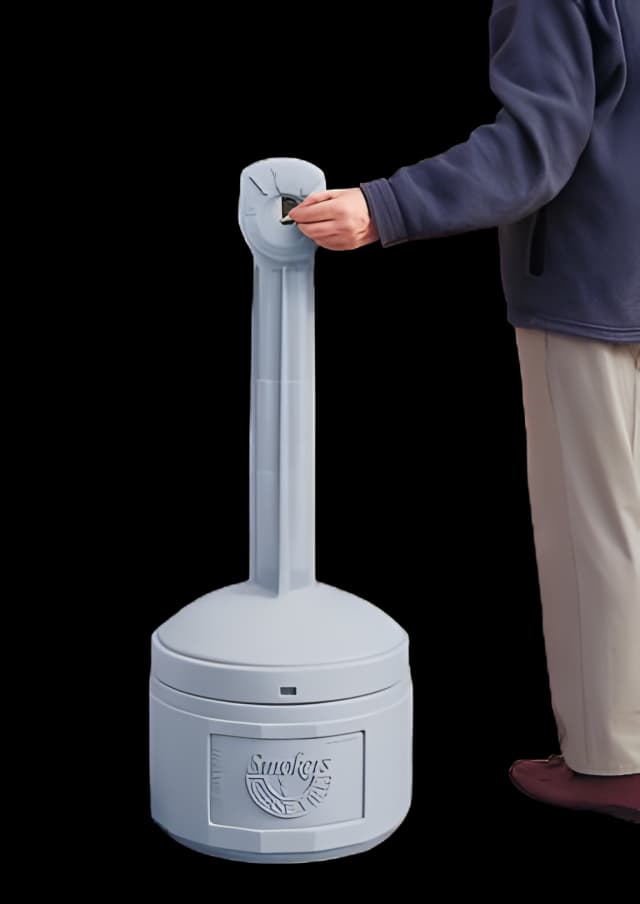 Smoking Receptacle Smoker's Cease-Fire® Round Gray HDPE Side Opening