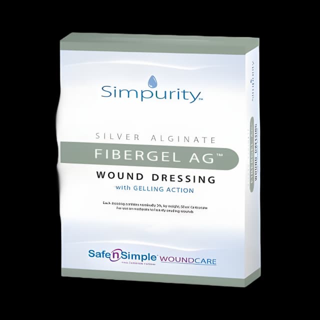 Simpurity Fibergel AG Silver Alginate Dressing 4x4.75 - Sterile