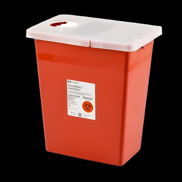 Sharps Container SharpSafety™ Red Base 26 H X 18-1/4 W X 12-3/4 D Inch Horizontal Entry 18 Gallon - 8998