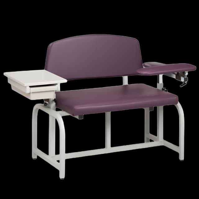 Blood Drawing Chair with Drawer Lab X Series Bariatric Single Adjustable Flip Up Armrest Black
