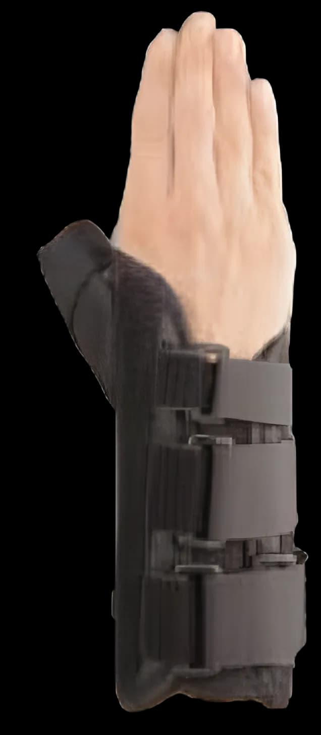 Wrist Brace with Thumb Spica Primo® Aluminum / Elastic / Foam / Plastic / Polyester Left Hand Black Medium