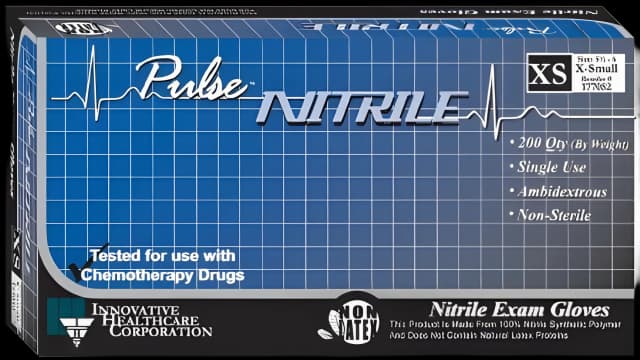 Exam Glove Pulse® Nitrile X-Large NonSterile Nitrile Standard Cuff Length Textured Fingertips Aqua Blue Chemo Tested