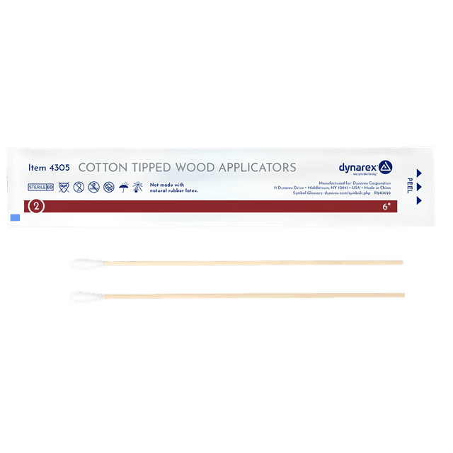 Cotton Tipped Wood Applicators, 6 inch, Sterile, 2/pouch, 100 pouch/bx