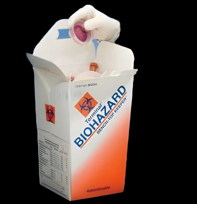 Whitney Medical Solutions™ Bench-Top Keeper™ Biohazard Waste Container 5000 cc, 6 L X 6 W X 10 H Inch, NonSterile For Disposal of Contaminated Petri Dishes, Plastic Assay Vials, Analyzer Cups and Other Non-sharp Waste