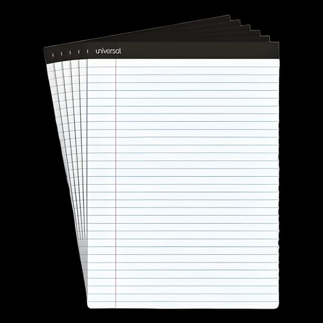 Premium Ruled Writing Pads with Heavy-Duty Back, Wide/Legal Rule, Black Headband, 50 White 8.5 x 11 Sheets, 6/Pack