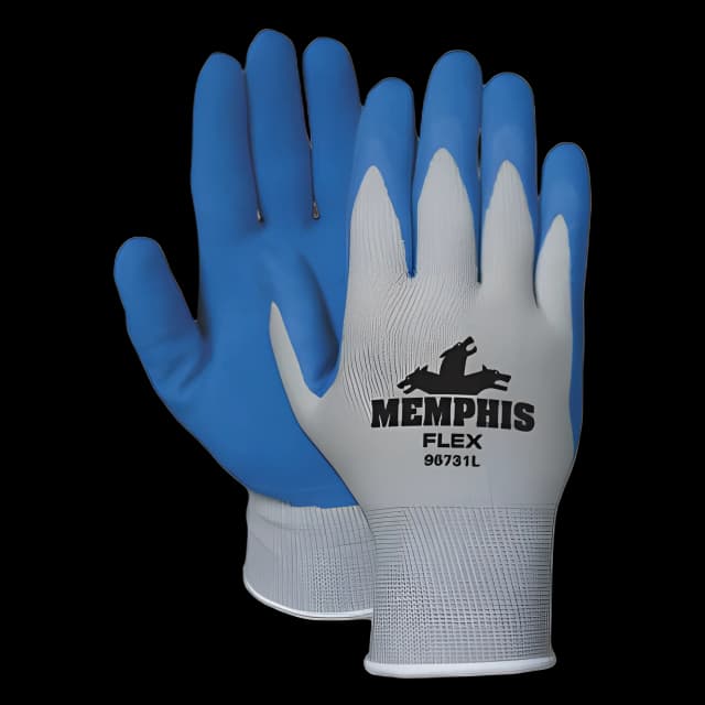 Memphis Flex Seamless Nylon Knit Gloves, Medium, Blue/Gray, Pair