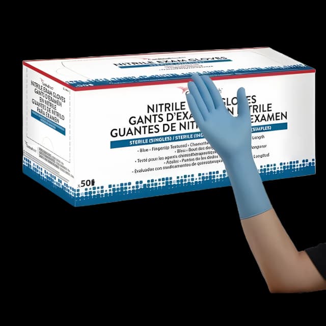Exam Glove Flexam® Small Sterile Single Nitrile Extended Cuff Length Textured Fingertips Blue Chemo Tested