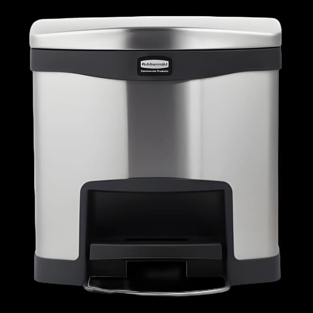 Trash Can Rubbermaid® Slim Jim® 4 gal. Rectangle Black / Silver Stainless Steel Step On