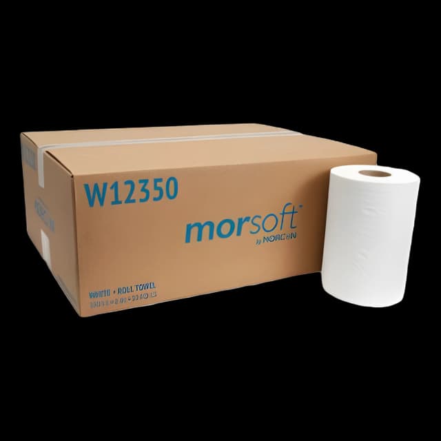Morsoft Universal Roll Towels, 1-Ply, 8" x 350 ft, White, 12 Rolls/Carton