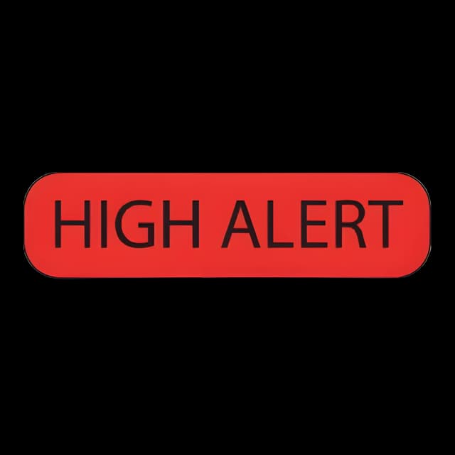 Pre-Printed Label MedVision® Warning Label Red Paper High Alert Black Alert Label 3/8 X 1-7/16 Inch