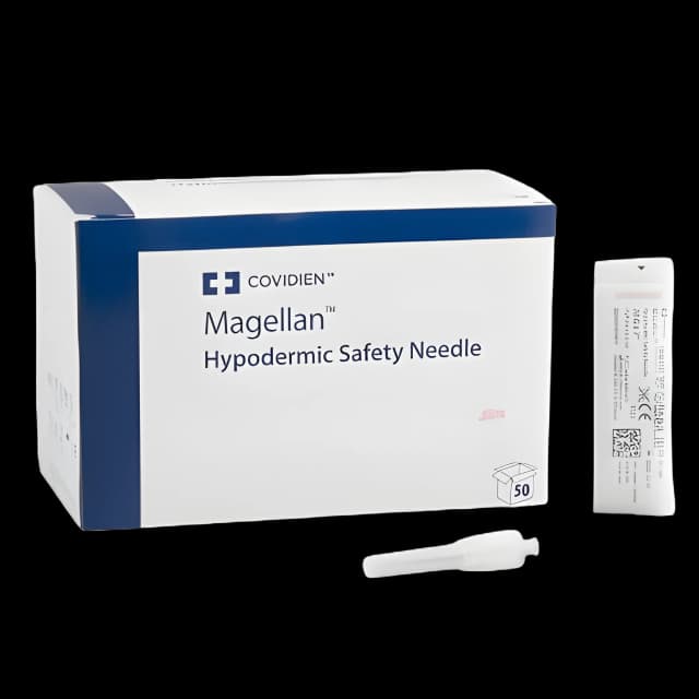 Safety Hypodermic Needle Magellan™ 1 Inch Length 18 Gauge Regular Wall Sliding Safety Needle