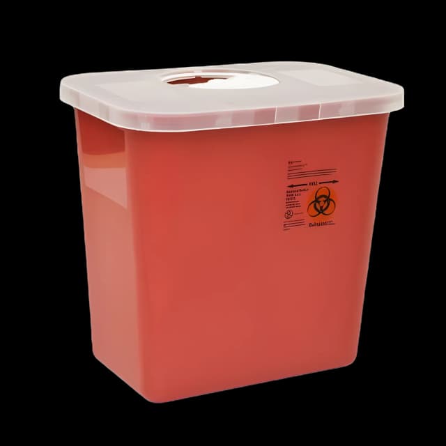 Sharps Container SharpSafety™ Red Base 6-3/4 H X 8-3/4 D Inch Vertical Entry 1.25 Gallon