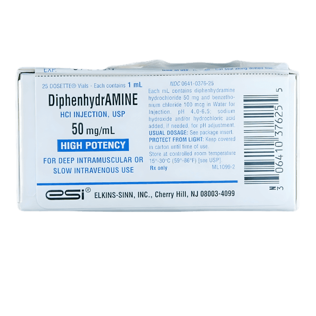 Diphenhydramine HCl 50 mg / mL Injection Vial 1 mL - 00641037625