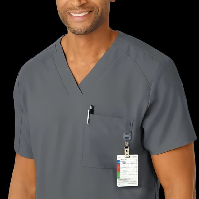 Scrub Shirt Wink™W123® 3X-Large Pewter 4 Pockets Short Sleeve Male