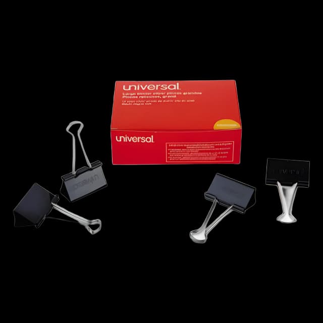 Binder Clips, Large, Black/Silver, 12/Box