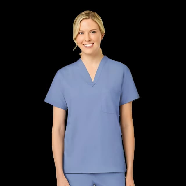 Scrub Shirt 4X-Large Ceil Blue 1 Pocket Short Set-In Sleeve Unisex