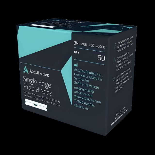 Single Edge Prep Blade AccuThrive® 3-Facet Edge, Stainless Steel, 0.009 Inch Thick - AVBL-4001-0000