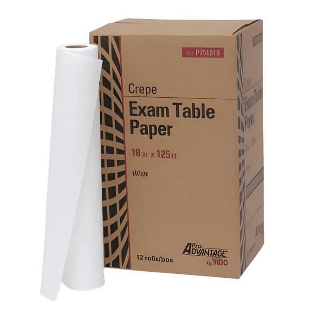 Exam Table Paper, 18" x 125 ft, White, Crepe