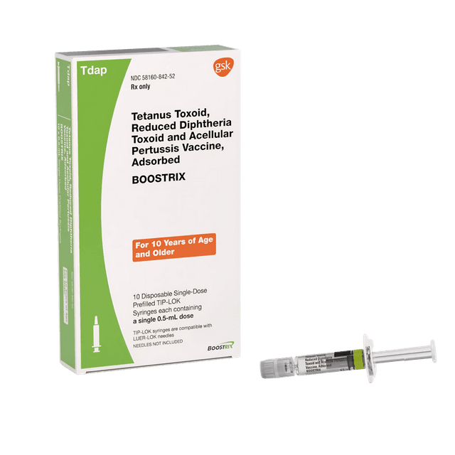 Boostrix® Tetanus Toxoid, Reduced Diphtheria Toxoid and Acellular Pertussis Vaccine, Adsorbed 5 Lf - 2.5 Lf - 8 mcg / 0.5 mL Injection 0.5 mL Syringe, Refrigerate
