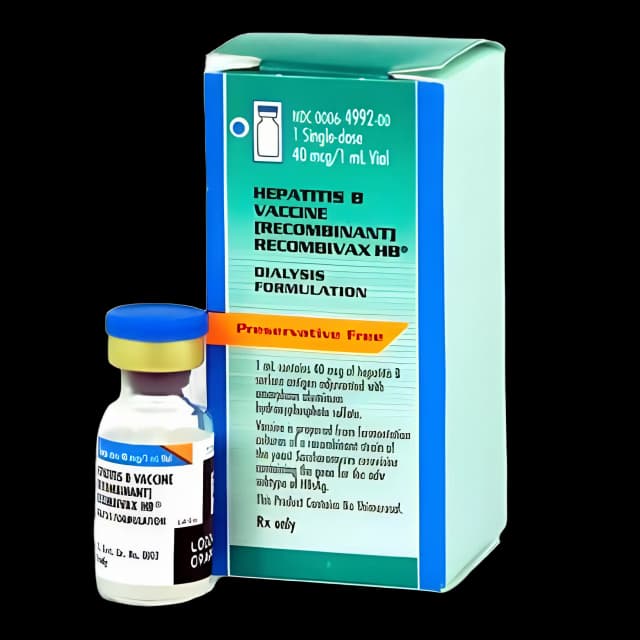 Recombivax HB® Dialysis Formulation Hepatitis B Vaccine Indicated for People 18 Years of Age and Older 40 mcg / mL Injection Single-Dose Vial 1 mL