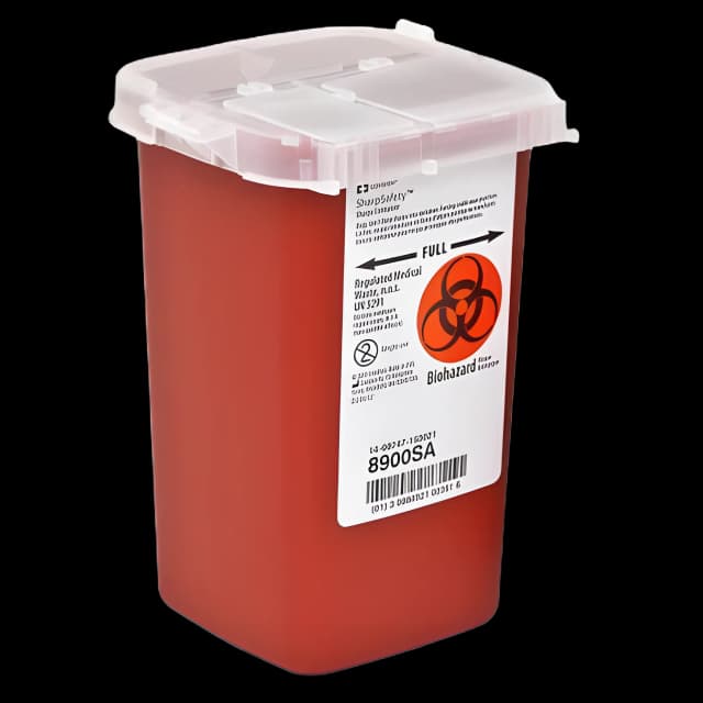 Sharps Container SharpSafety™ Red Base 6-1/4 H X 4-1/2 W X 4-1/4 D Inch Vertical Entry 0.25 Gallon