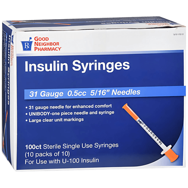 GNP 0.5 mL Insulin Syringe with 5/16 Inch 31G Needle - Sterile