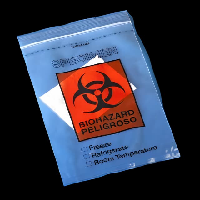 Specimen Transport Bag with Document Pouch and Absorbent Pad 6 X 10 Inch Zip Closure Biohazard Symbol / Storage Instructions NonSterile