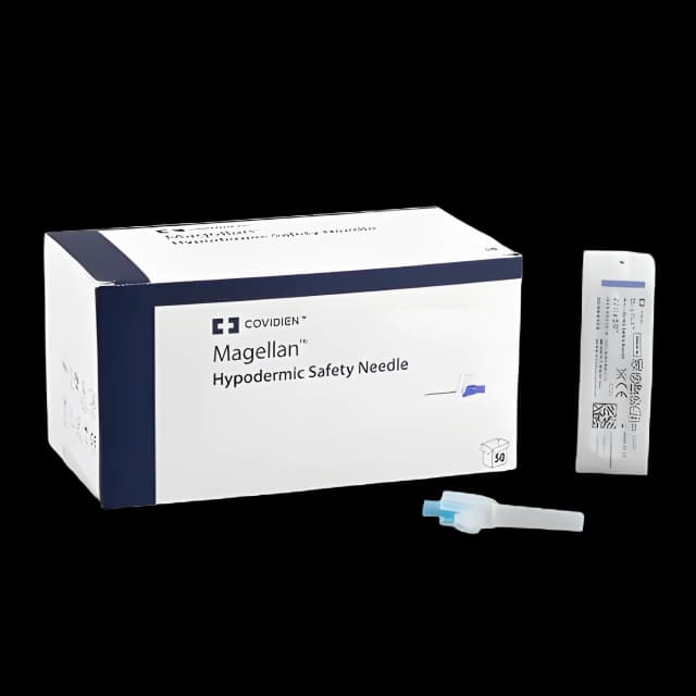 Safety Hypodermic Needle Magellan™ 5/8 Inch Length 23 Gauge Regular Wall Sliding Safety Needle